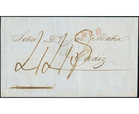 ChileOutgoing Mail1851, Oct. 28. Entire letter from Valparaiso via Cape Horn to Cádiz (Spain), initially forwarded by a forwa