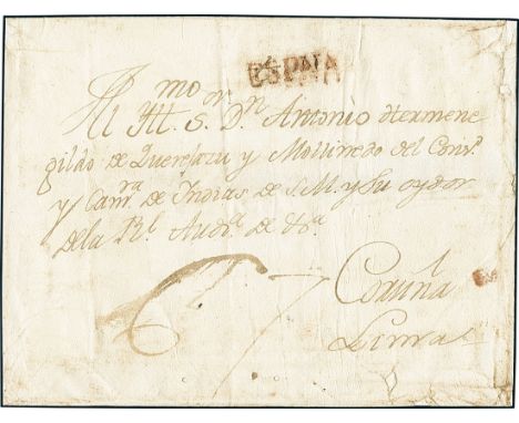 PeruIncoming Mail1778 circa. Large folded cover from Madrid addressed to Antonio Hermenegildo de Querejazu, member of the Roy