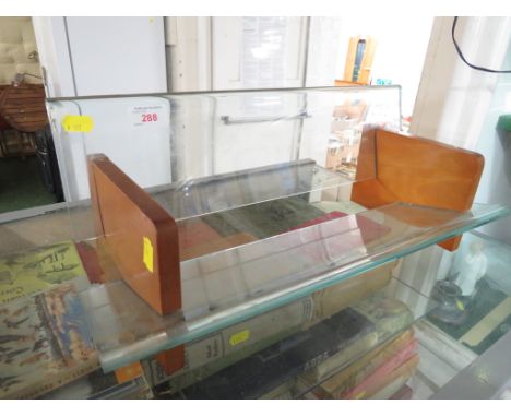 GLASS AND LIGHT WOOD BOOK TROUGH