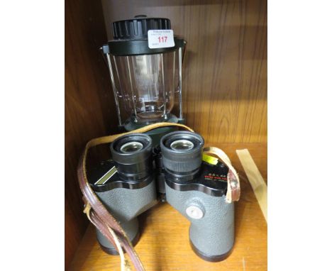 SWIFT AUDUBON 8.5X44 BINOCULARS, AND A BATTERY LANTERN