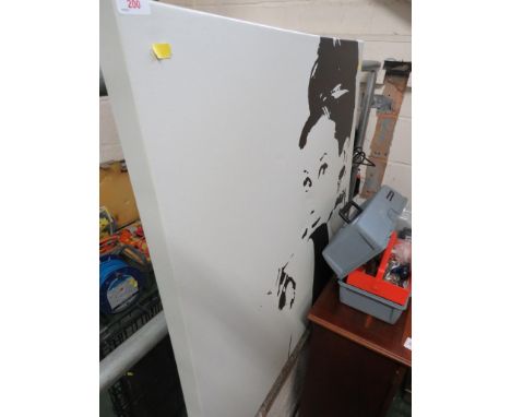FRAMELESS STYLIZED PRINT OF AUDREY HEPBURN ON VINYL.