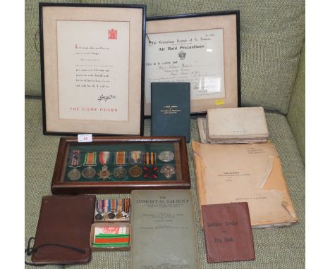 6th Battalion Duke of Cornwall's Light Infantry group of WWI medals with associated documents, typed war memoir manuscript, a