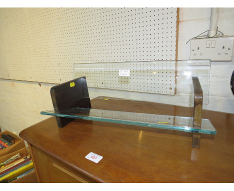 WOODEN AND GLASS BOOK TROUGH