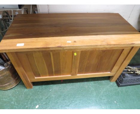 LIGHT OAK LIFT TOP BLANKET BOX.