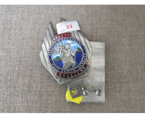ST CHRISTOPHER SAFETY COURTESY ENAMEL CAR BADGE