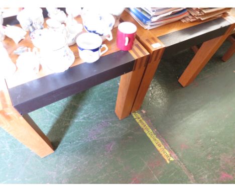 PAIR OF LIGHT OAK RECTANGULAR OCCASIONAL TABLES.