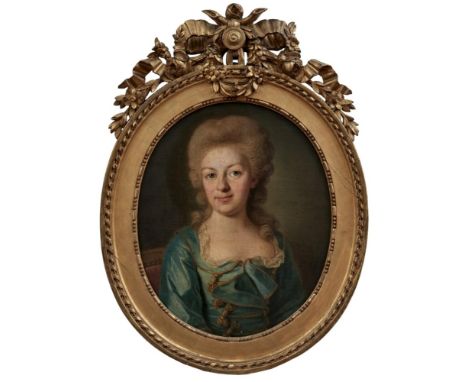 Krafft, Per d.Ä.Ovales Bildnis der Hedwig Eleonora Creutz(Arboga 1724-1793 Stockholm) Öl/Lwd. Verso bez. "Hedwig Eleonora Cre