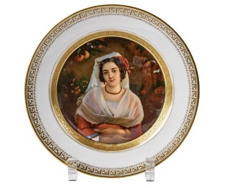 Teller mit Bildnis einer AlbanerinKPM Berlin, 1849-70Boden bez. "Albaneserin n. Riedel" (August Riedel: Felice Berardi aus Al