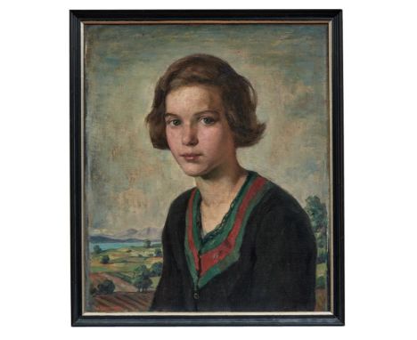 Hannemann, WalterBildnis eines jungen Mädchens(Berent 1868 geb., tätig in München) Öl/Lwd. Links unten sign. 52 x 44 cm. - Li