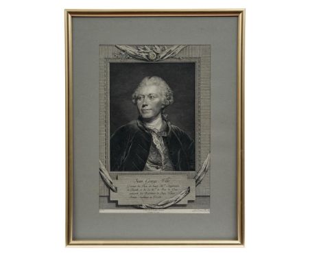 Müller, Johann Gotthard vonBrustbildnis des Jean George Wille(Bernhausen 1747-1830 Stuttgart) Kupferstich. Sichtmaß 29,5 x 19