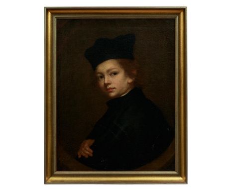 Knabe im Gewand eines OrdensgeistlichenDeutsche Schule, 18. Jh.Öl/Lwd., doubl. 59 x 45,5 cm. - Krakeluren.Portrait   Boy in t