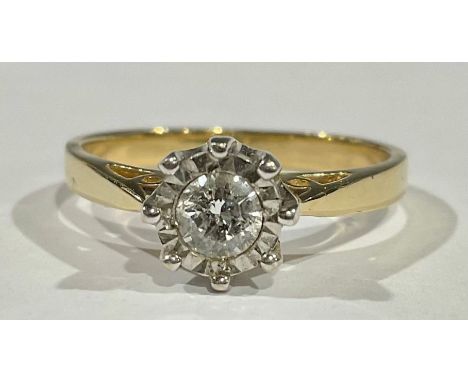 A 9ct gold solitaire ring, size K/L, marked 375, tests as diamond, 2.3g 