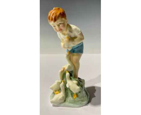 A Royal Worcester figure, Young Farmer, modelled by Frieda Doughty, No 3433, printed marks, 17cm high 