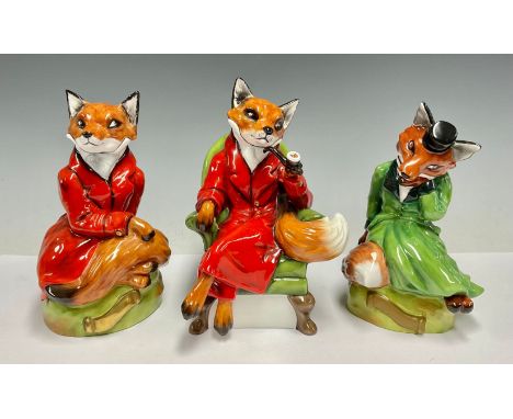 A Royale Stratford Staffordshire anthropomorphic model, of a fox, wearing red hunting jacket, seated in an armchair smoking a