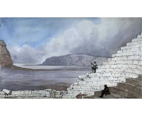ALFRED C. BEAUMONT RA (circa 1811) watercolour - 'Theatre at Cegesta', entitled verso on The Fine Art Society PLC label, 18.5
