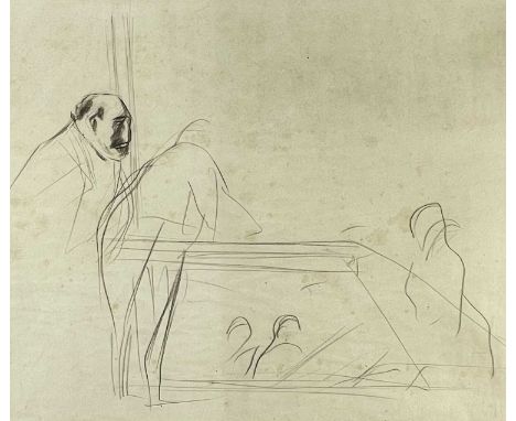 JEAN-LOUIS FORAIN (French, 1852-1931) pencil drawing - entitled verso 'Sketch for Courtroom Scene', with pencil annotation to
