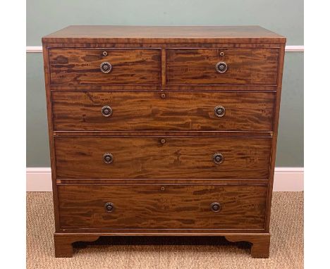 19TH CENTURY MAHOGANY CHEST, fitted with two short and three long drawers, bracket feet, 109w x 51d x 113cms hComments: some 