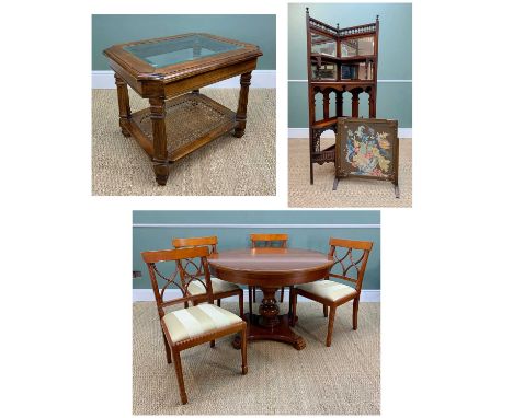 ASSORTED OCCASIONAL FURNITURE, including Victorian walnut corner whatnot with bevelled mirror-back and Egyptian style turned 