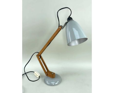 TERENCE CONRAN FOR HABITAT: 'MAC LAMP' No. 8, c.1960-70, with jointed wood stem and grey painted shade and base, max height 6