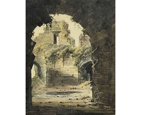 ATTRIBUTED TO JOHN WARWICK SMITH watercolour - pencil title to mount 'View in Flint Castle, Wales', circa 1780-1789Dimensions