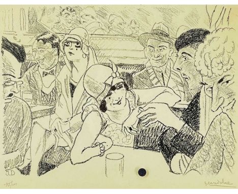 JEAN DULAC (French, 1902-1968) limited edition (98/100) print - circa 1930s French cafe scene, signed and numbered in pencil,