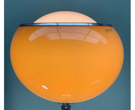 FRANCO BRESCIANNI FOR HARVEY GUZZINI: 'BUD-GRANDE' STANDARD LAMP, with butterscotch acrylic shade and opaque white diffuser, 