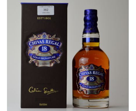 CHIVAS REGAL 18 YEAR OLD GOLD SIGNATURE 500ML / 40%. Chivas Regal 18 includes more than 20 of Scotland's rarest single malt w