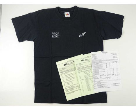 THUNDERBIRDS (2004) - A production crew 'prop department' black 'L' short sleeved shirt together with a group of call sheets 