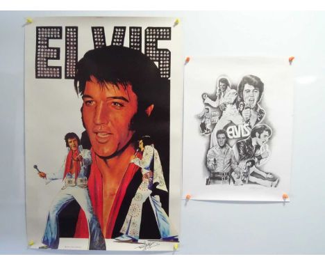 A pair of poster prints featuring ELVIS both portrait - ( 31" x 21" and 19" x 14.5") (2)