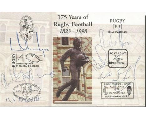 South Africa Rugby Signed 4X6 Postcard By Werner Swanepoel, Andre Vos, Peter Rossout, Joost Van Der Westhuizen & Nick Mallett