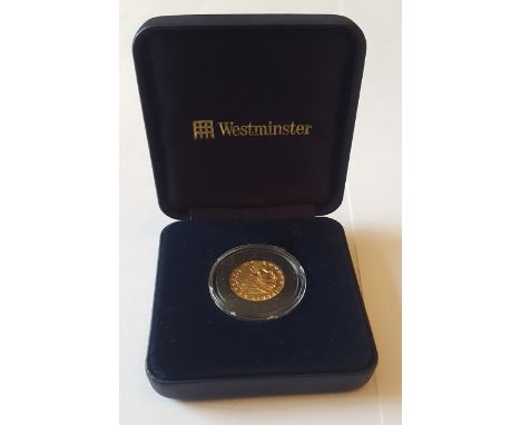 1929 Indian Head $2.50 Quarter Eagle gold coin in Westminster presentation case with certificate. In Mint condition in plasti