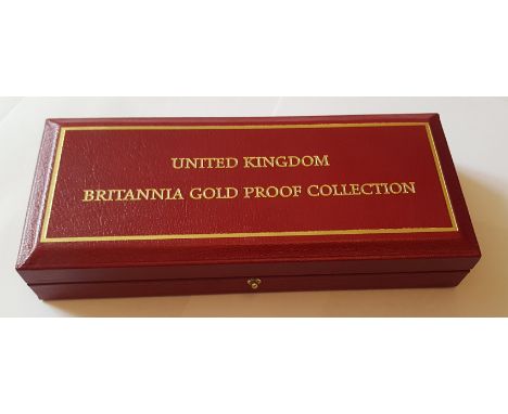 2000 Britannia Gold Proof Collection. 4 Gold Proof coins 22 Carat £100, 1oz, £50 1/2 oz, £25 1/4oz, £10 1/10oz. In original R