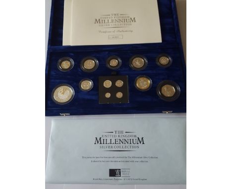 2000 Millennium Silver coin collection. The set contains one each of the current circulating denominations, plus the millenni