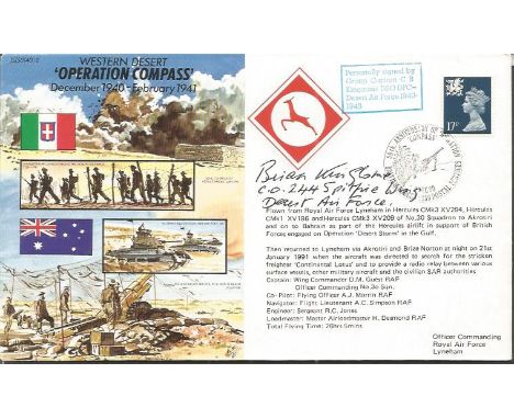 Grp Capt. Brian Kingcome DSO DFC signed 50th ann Operation Compass Wesert Desert cover JS50408 Good condition.   All items co