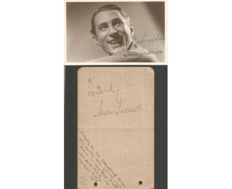 Jack Jackson signed photo, page and letter. Nice trio of items, all hand signed by trumpeter and band leader Jack Jackson (19