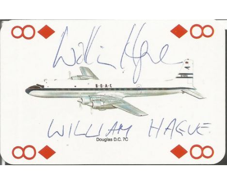 William Hague signed 8 of Diamonds playing card. Signed playing card which came from the collection of a BA steward who would