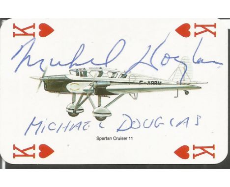 Michael Douglas signed King of Hearts playing card. Signed playing card which came from the collection of a BA steward who wo