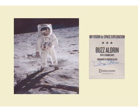 Buzz Aldrin signed authentic autograph display, size overall 41cm x 28cm, 15 x 11 inches with an authentic autograph and port