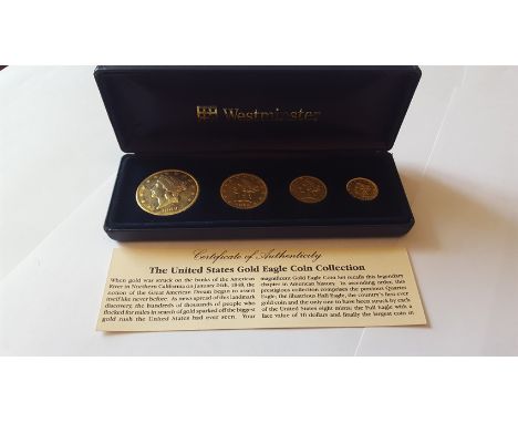 1800s US Gold Eagle Coin Collection. $20 1889 Double Eagle, $10 1893 Full Eagle, 1881 Half Eagle, 1853 Quarter Eagle. Comes i