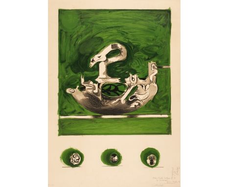 AR  * Sutherland (Graham, 1903-1980). Composition (Forme en Cygne), 1973, colour lithograph on Arches paper, an artist's proo