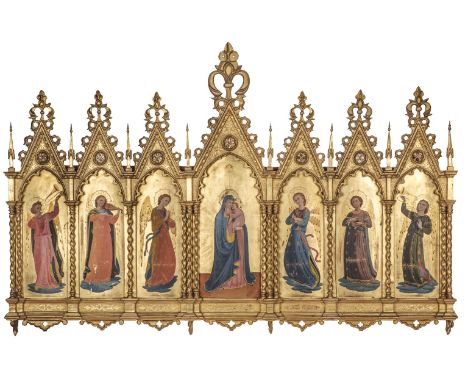 * After Fra Angelico (1395-1459). Madonna della Stella, with Six Attendant Angels, Florence, circa 1850's, oil or tempera and