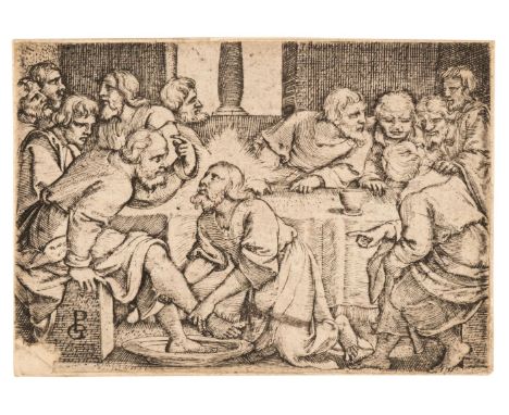 * Pencz (Georg, circa 1500-1550). Christ washing the feet of the Apostles, circa 1534, engraving, a good but later impression