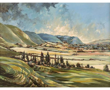 * Whatley (H. M., 20th century). Hilly Landscape, oil on board, depicting possibly the Marlborough Downs, signed lower left '
