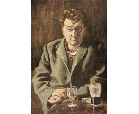 AR  * Gaston (Roy, 1937- ). Portrait of the Irish writer Brendan Behan (1923-1964), circa 1955, oil on canvas, signed lower r
