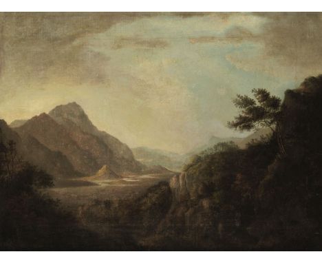 * Attributed to Alexander Nasmyth (1758-1840). Glen Quaich, Perthshire, oil on canvas, re-lined, depicting a mountainous land