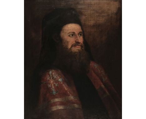 * Robinson (E., 19th century). Arsenius the Humble, oil on canvas, head and shoulders portrait, half-profile to right, of a v