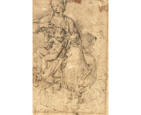 * Florentine School. Virgin and Child, late 16th century, pen with black and brown ink on laid paper, sheet slightly irregula