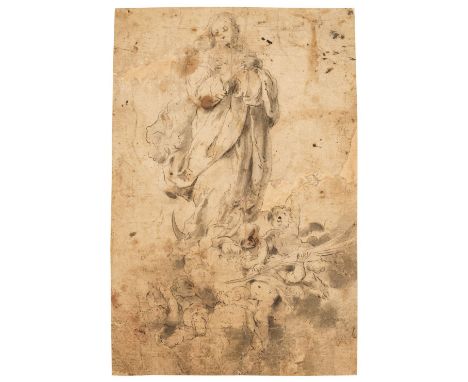 * Follower of Bartolomé Esteban Murillo (1617-1682). The Immaculate Conception, after 1678, pen and grey ink and wash over tr