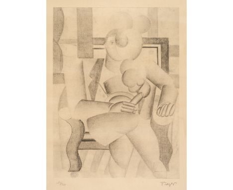 AR  Léger (Fernand, 1881-1955). Le Fumeur, 1920, offset lithograph on cream wove paper after Léger, watermarked BFK Rives, an