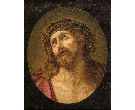 * Micromosaic Panel. Ecce Homo (after Guido Reni) by Ludovico Lucietto, Rome, Vatican Mosaic Workshop, circa 1920-25, oval po